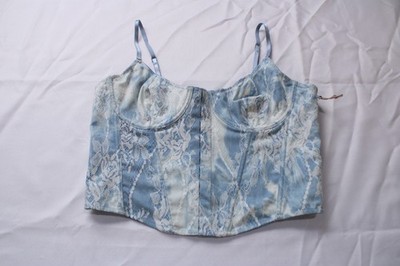 Chrysanthemum Women's Scoop Neck Bustier Sleeveless Top EJ3 Dusty Blue Large NWT