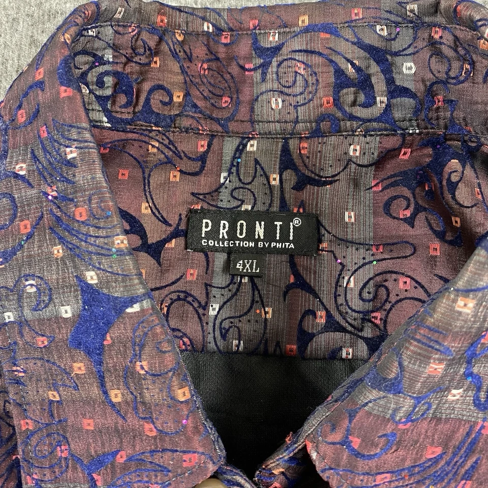 Pronti Collection by Phita Men’s Dress Shirt 4XL Multicolor Paisley Swirl - Image 4 of 4