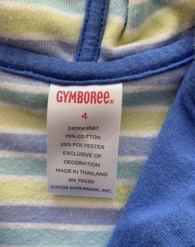 Gymboree Velvet Hoodie Full Zip Girls 4 Lavender Yellow Rainbow Striped Vtg Y2K - Picture 3 of 3