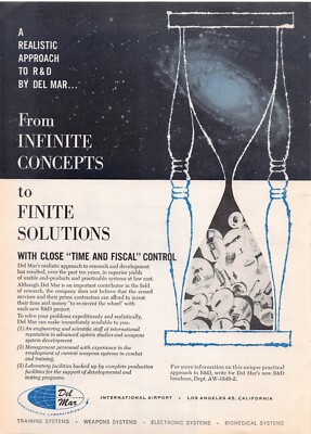 1962 Aviation Week Print Ad Del Mar Engineering Laboratories Biomedical Weapons