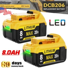 2Pack For DeWalt 20V 20 Volt Max XR 8.0AH Lithium Ion Battery DCB206-2 DCB205-2