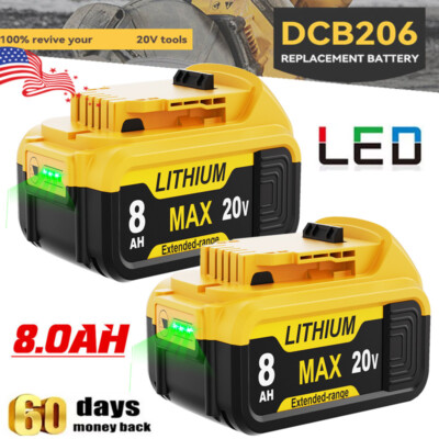 #ad 2Pack For DeWalt 20V 20 Volt Max XR 8.0AH Lithium Ion Battery DCB206 2 DCB205 2 $30.78