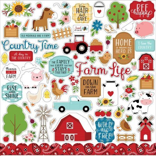 ECHO PARK "FUN ON THE FARM" 12X12 PAPER KIT FARM ANIMALS SCRAPJACK'S PLACE - Picture 2 of 12