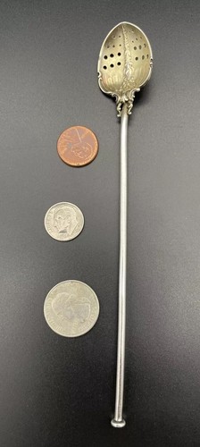 Set di 6 cannucce per sorseggio tè ghiaccio argento sterling Grorham circa 1905 - Foto 2 di 11