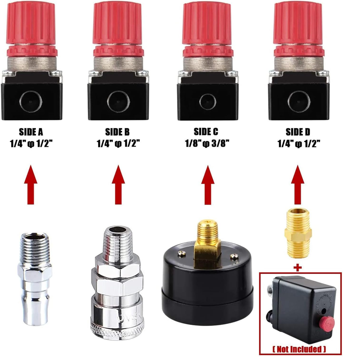 Regulador De Presión De Aire, AR2000 G1/4 Regulador Neumático Ajustable