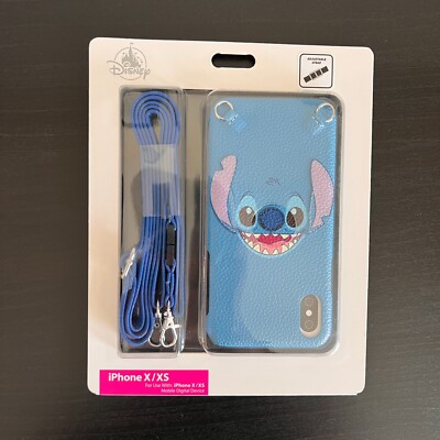 Disney Parks D-Tech Stitch Face Blue iPhone X/XS Case Cover Adjustable Strap NIP