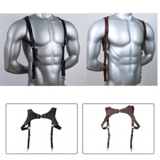 Vintage Leather Suspenders Braces Shoulder Strap Belt Harness For Men O6M3 USA