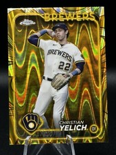 🔥2024 Topps Gilded Collection Christian Yelich GOLD RAYWAVE /25🔥 GRADEABLE