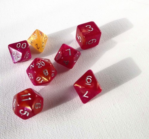 Sparkly D20 DND Dice Set of 7 Polyhedron Poly TTRPG Glitter Shimmer Acrylic RPG - Picture 8 of 90