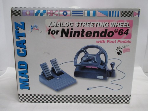 N64 -- Analog Steering Wheel with Foot Pedals -- Box. Nintendo 64, JAPAN. 20643 - Picture 2 of 12