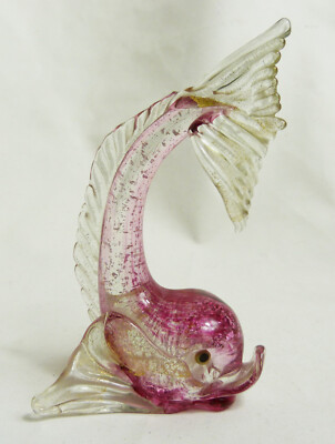 Salviati Murano Art Deco Glas Fisch / Delfin Figur