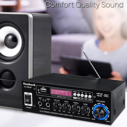 Sunbuck 2000W 2CH bluetooth Power Amplifier HiFi Stereo Audio Amp Home Car - Picture 9 of 15