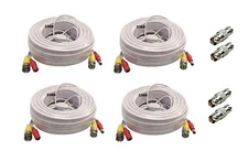 4x 100ft BNC Video and Power Extension Cable with Connector for Security Camera 