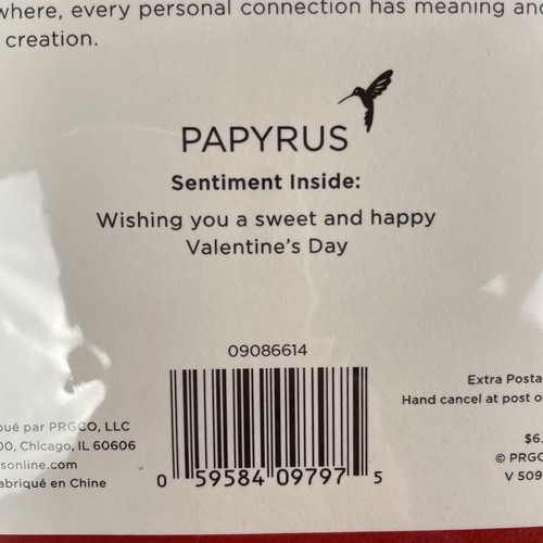 2 Embellished 3D Papyrus Valentines Cards, American Greetings Bag & Stickers-New - Picture 14 of 15