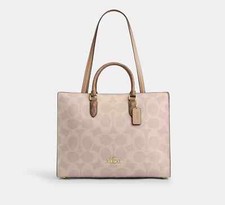 COACH Maggie Tote Bag in Blocked Signature Canvas Sand/Tan CY677 Outlet NEU