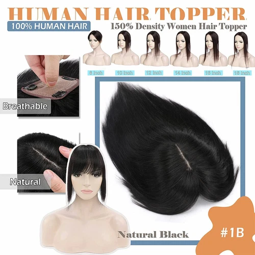 100% Echthaar Topper Toupet Extensions Clip In Remy Human Hair Toupee Haarteil l - Bild 46 von 84