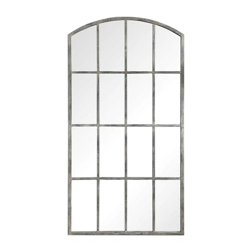 Amiel Ivory Arched Windowpane Wall Mirror Floor Leaner 82in ~ Uttermost 09542 - Picture 1 of 11