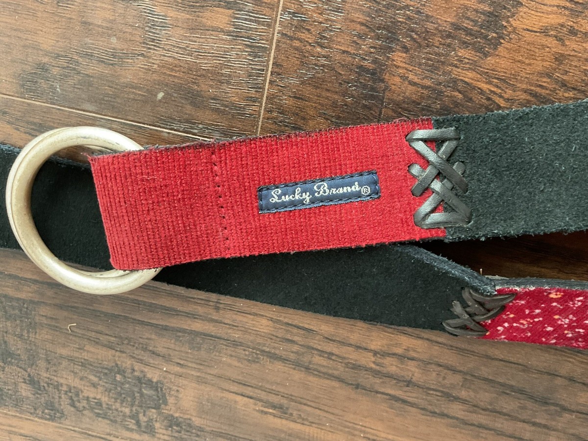 LUCKY BRAND Leather Suede Patchwork Stitched Boho Belt Lucky Brand Patchwork Fabric Belt | Boho Fringe, Multi  main image 4