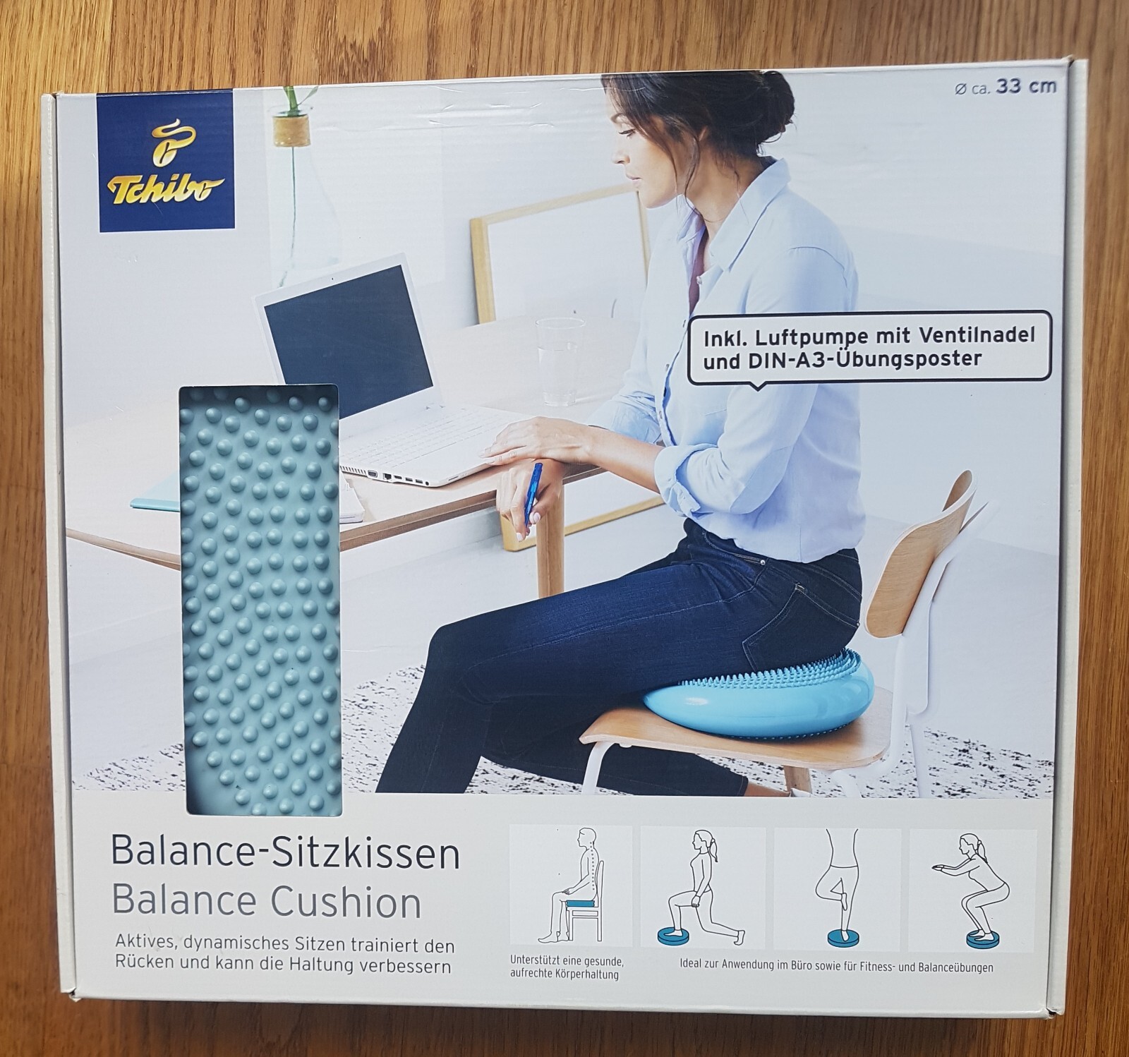 TCHIBO Balance Kissen Ballsitzkissen Luftkissen Balancekissen