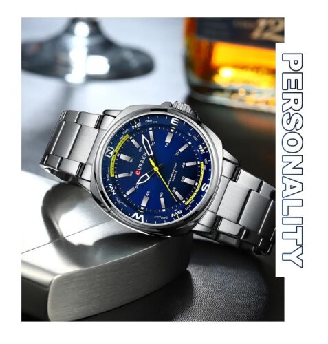 CURREN Mens Business Sport Watch Quartz Stainless Steel Wristwatch Waterproof - Picture 2 of 8