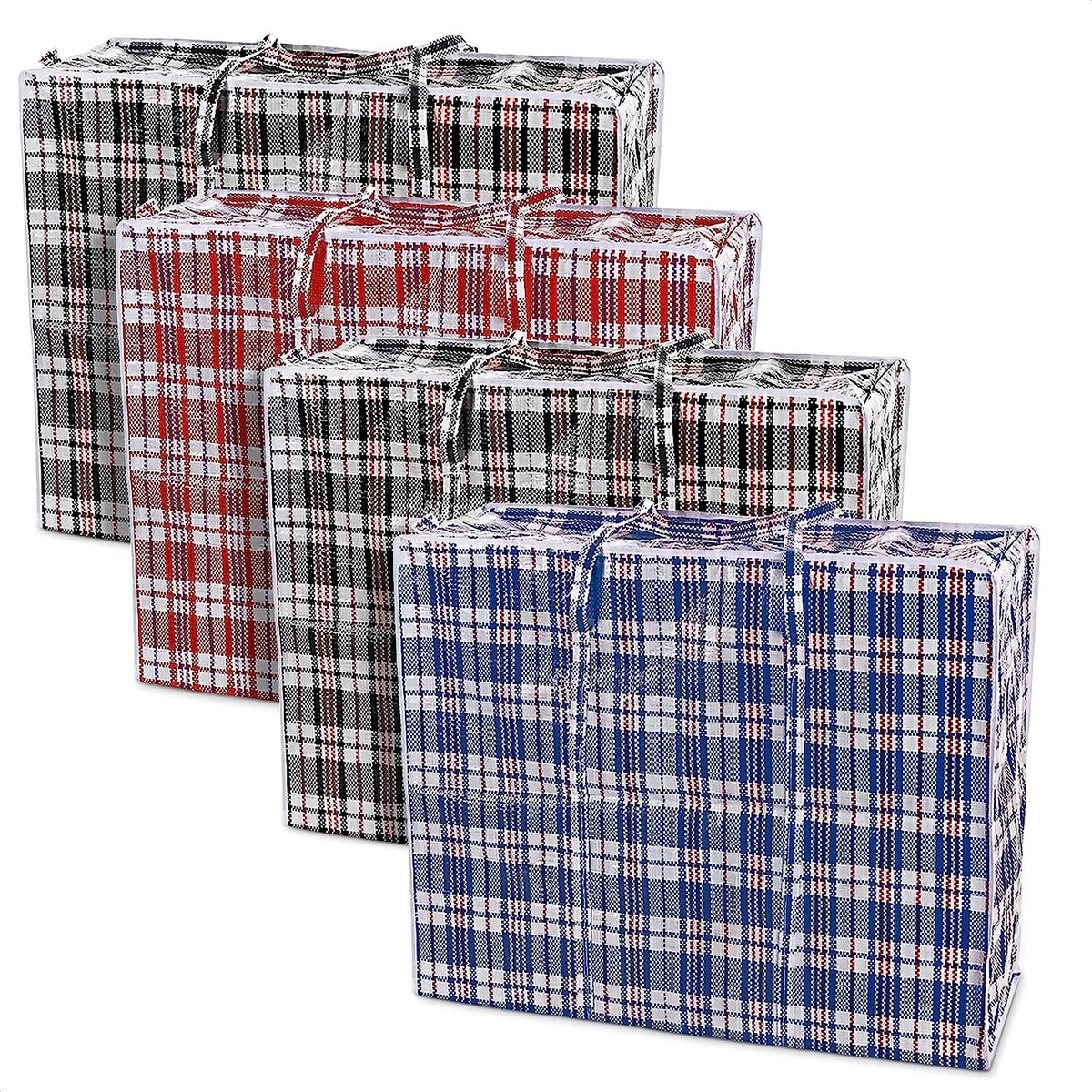 Set of 4 Extra-Large Plastic Checkered Storage Laundry Shopping