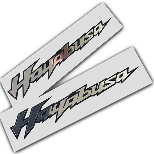 Hayabusa motorcycle decals custom graphics silver chrome on black x 2 - Picture 3 of 3
