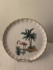Vintage Flamingo Bird Decorative Plate Tropical Gold Trim Philippe Hand Painted