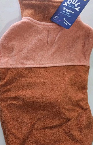 YOULY – Fleece Block Pet Coat – M/L- /Rust Pink & Orange