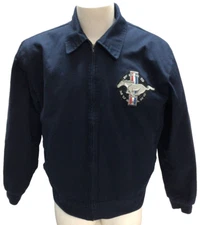 Men's Medium JH Design Work Wear Ford MUSTANG Navy Blue Mechanic Jacket