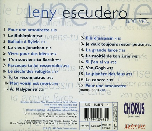 LENY ESCUDERO une vie ... / ENREGISTREMENT DE 1996 - Imagen 2 de 2