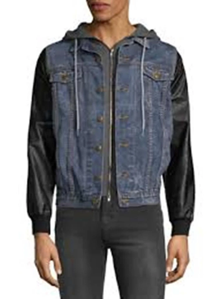 NUEVO CON ETIQUETAS KINETIX Para hombres Informal Mixto Media Luna Chaqueta de Jean con Capucha Talla S; M $212 Foto 2 de 4