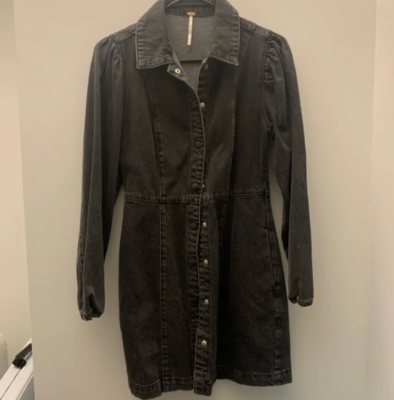 Free People Revolve Mia Denim Black Mini Dress Size XS | eBay
