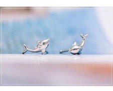 Sterling Silver Dolphin Stud earrings Girls Fashion Jewelry Gift