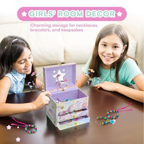 Joyero Musical con 2 Cajones Extraíbles - Regalos Unicornio Para Fiesta Unicornio - Imagen 5 de 7