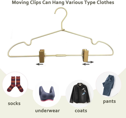 16.5" Gold Metal Clips Hangers, 30 Pack for Adult Clothing Storage - Picture 7 of 12