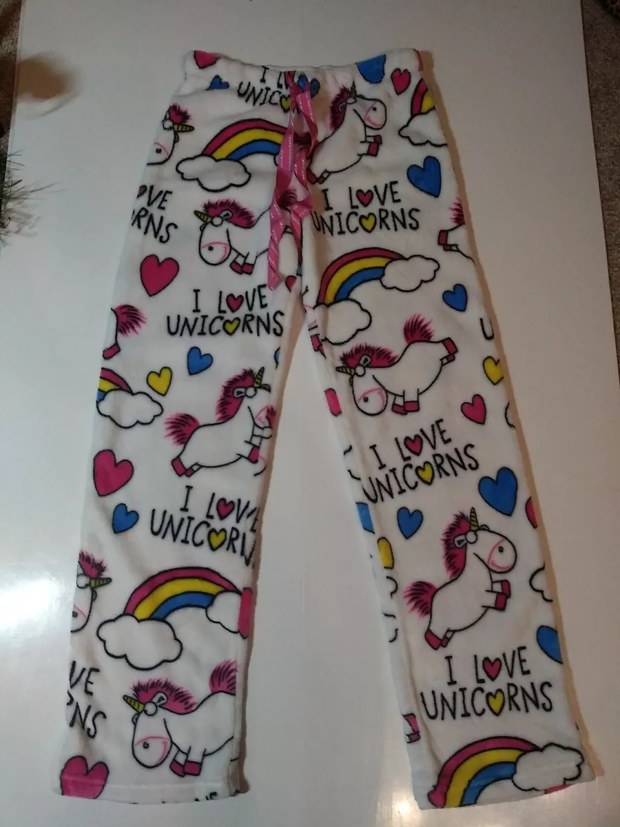 Despicable Me 3 Girls Size Small I Love Unicorns Fleece Lounge Pants  Pajama