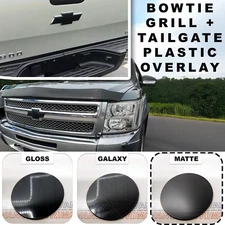 2007-2013 Silverado BowTie FRONT + REAR Set PLASTIC OVERLAY in  Matte Black