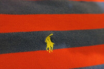 VTG 90s Polo by Ralph Lauren Striped Pony Polo Blue Red Made