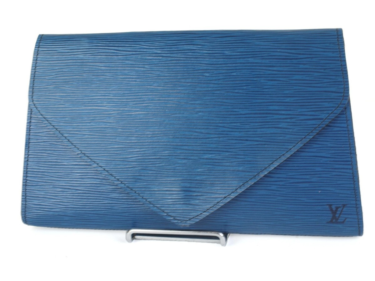 Auth LOUIS VUITTON Epi Art Deco Clutch 890VI Blue Leather Bag