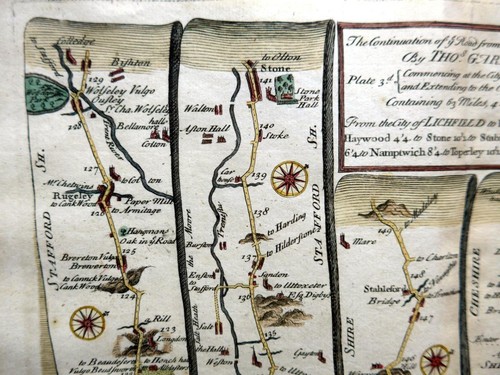 LONDON TO HOLYHEAD ROAD MAP BY JOHN OGILBY REDUCED BY THOMAS GARDNER c1719 - Picture 2 of 5