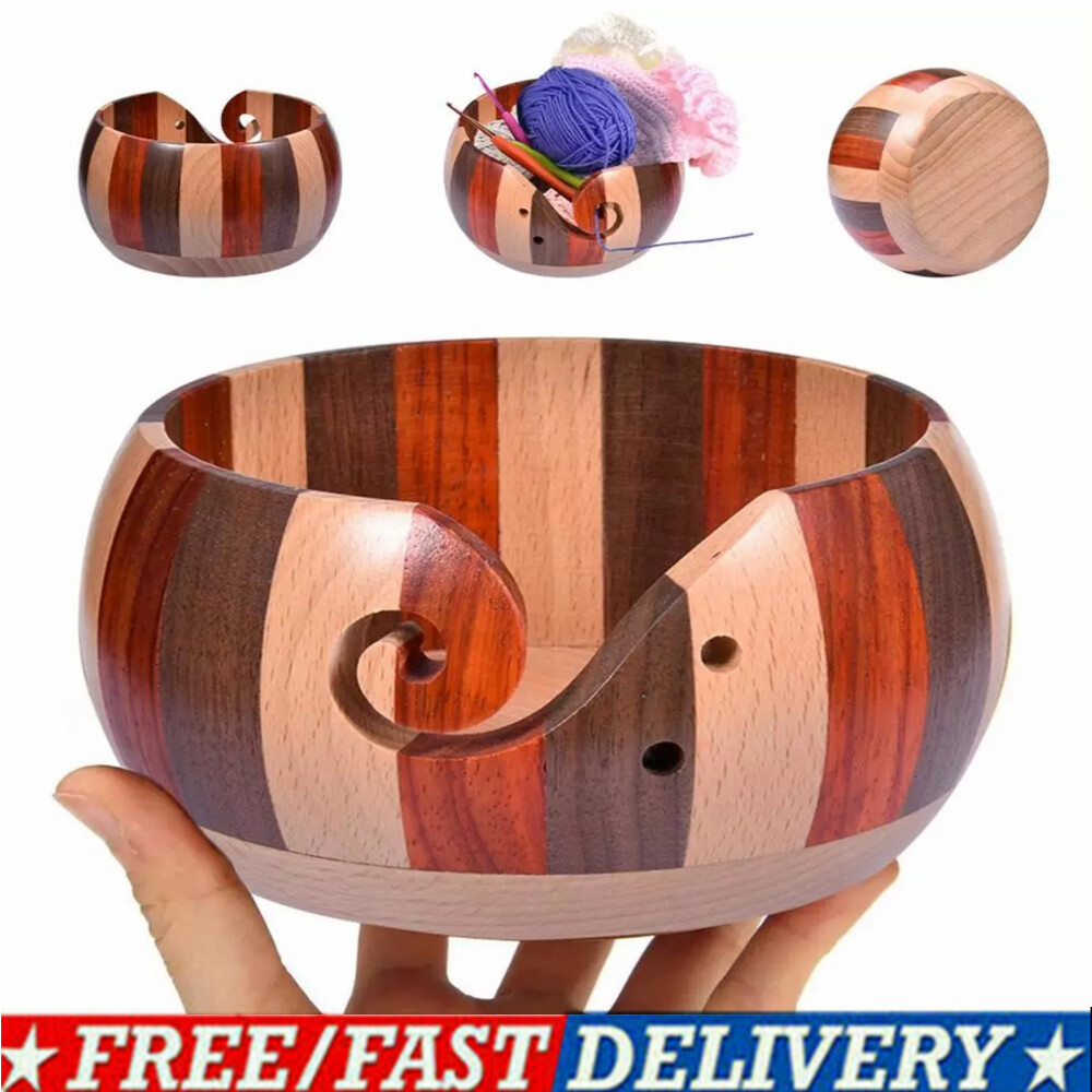 Wooden Yarn Bowl Handmade Crocheting Knitting Storage Bowl Wool Ball Holder Tool eBay