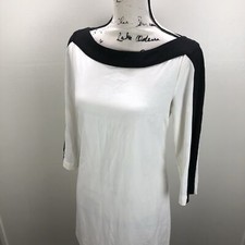 H&M Boat Neck Long Sleeve White Shift Dress Women's Size 36