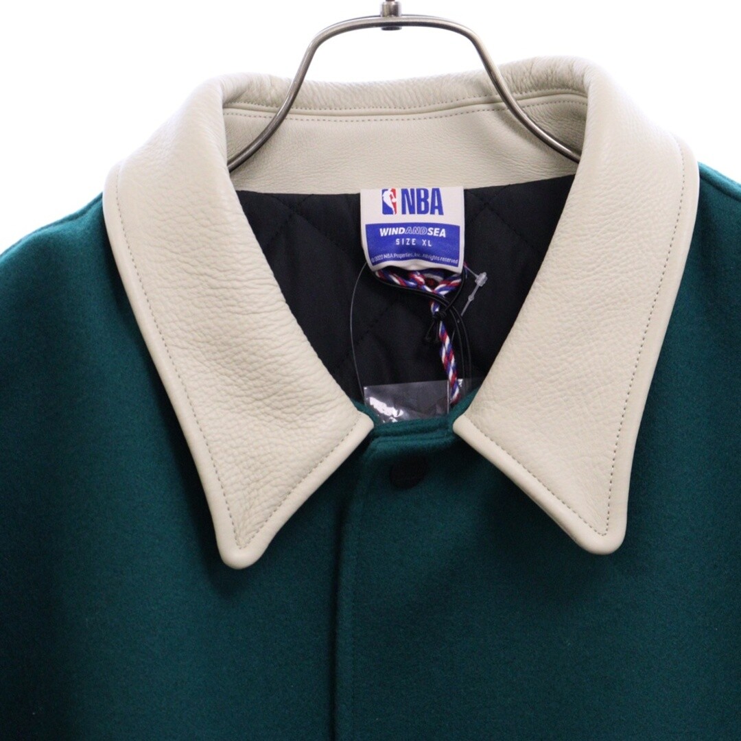 WIND AND SEA x NBA Leather Melton Jacket Green WDS-C-NBA-23-Q2-01 