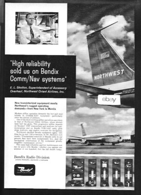 NORTHWEST ORIENT BOEING 720B WITH BENDIX COMM/NAV SYSTEMS 1961 AD
