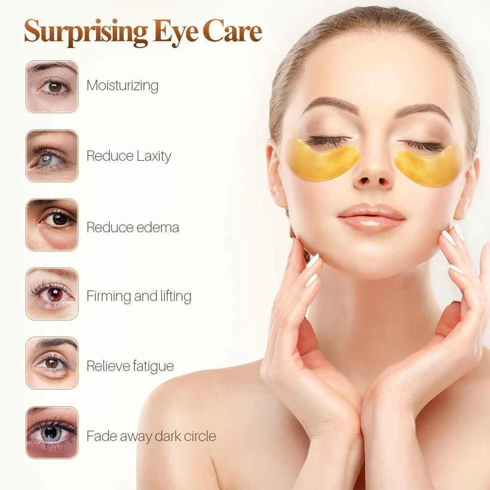 Parche de máscara de ojos de colágeno de cristal dorado de 24 quilates 80 piezas gel antiarrugas ojeras Foto 2 de 4