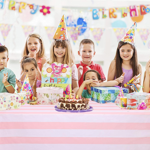 5 Packs Pink and White Vertical Striped Tablecloth 54 X 108 Inch Pink Stripe Tab - Picture 6 of 8