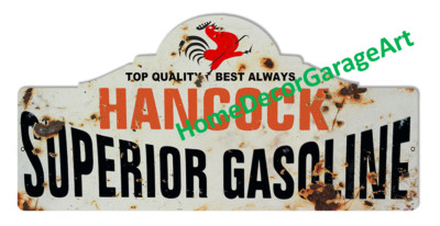 Hancock Gasoline, Cutout Flat Metal Sign, Aged Style, Garage Art HDGA