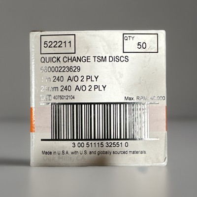  (50X) Standard Abrasives Quick Change TS A/O 2 Ply Disc 522211 1'' 240 Grit 