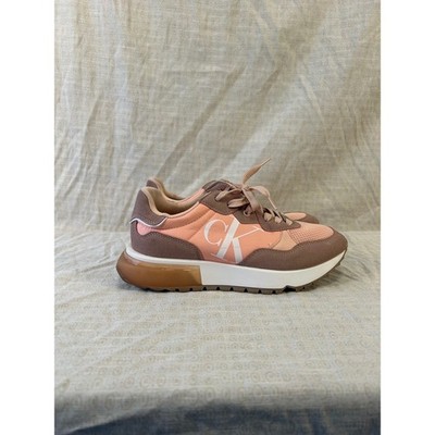 Calvin Klein Jeans Womens Pink Mauve Chunky Logo Sneakers Size Measured #2049