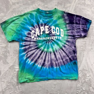 Cape Cod MA Tie Dye T-Shirt Jerzees Size Large Souvenir Gift Massachusetts